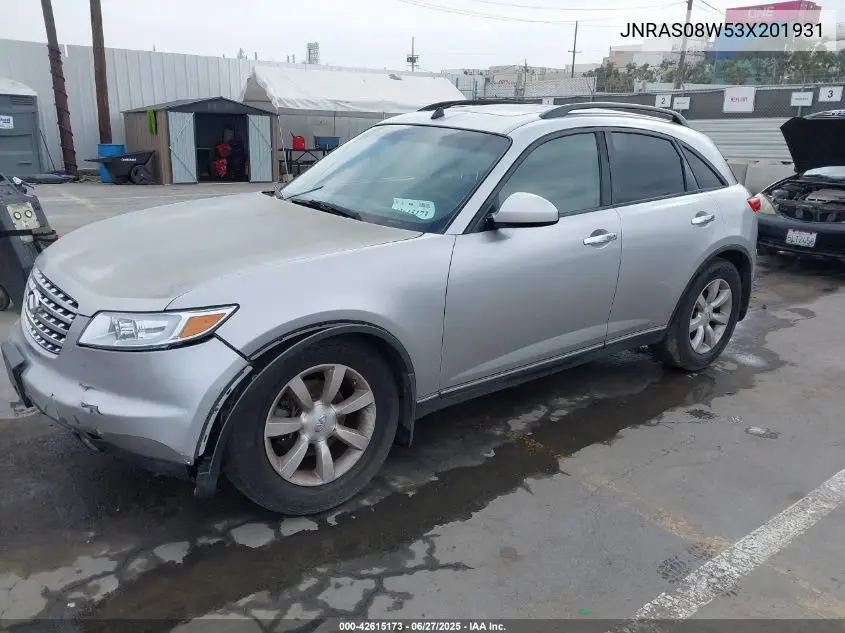 2003 Infiniti Fx35 VIN: JNRAS08W53X201931 Lot: 42615173