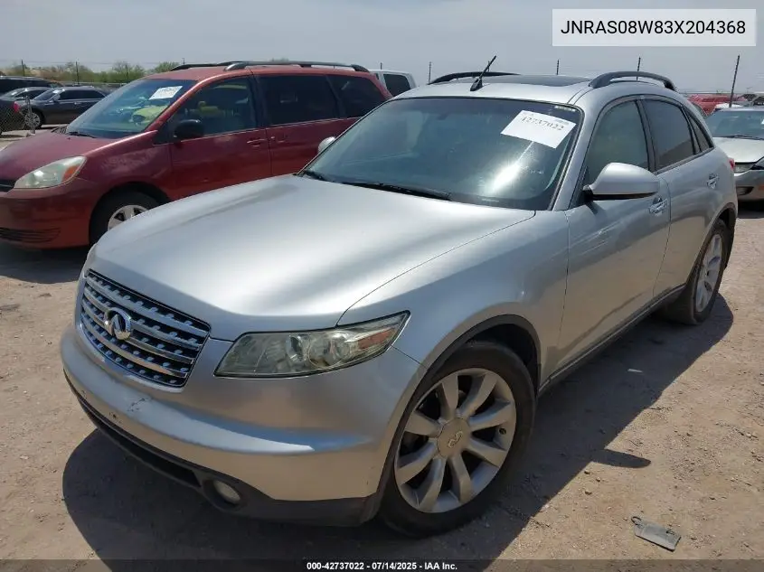 2003 Infiniti Fx35 VIN: JNRAS08W83X204368 Lot: 42737022