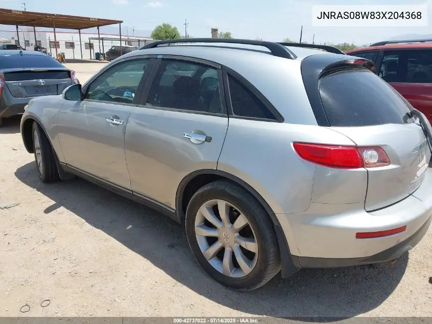 2003 Infiniti Fx35 VIN: JNRAS08W83X204368 Lot: 42737022