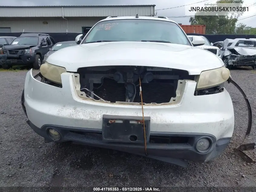 2004 Infiniti Fx35 VIN: JNRAS08U54X105281 Lot: 41785353