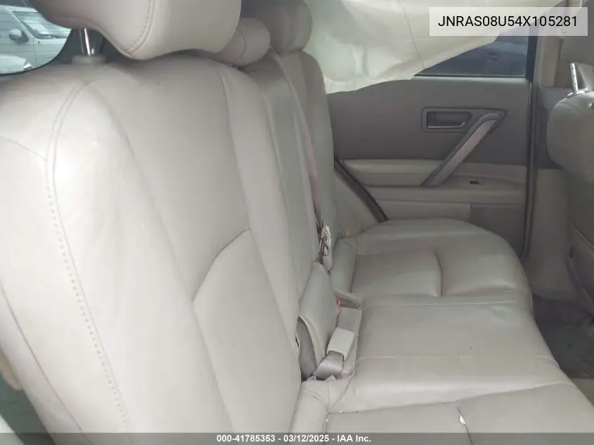 2004 Infiniti Fx35 VIN: JNRAS08U54X105281 Lot: 41785353