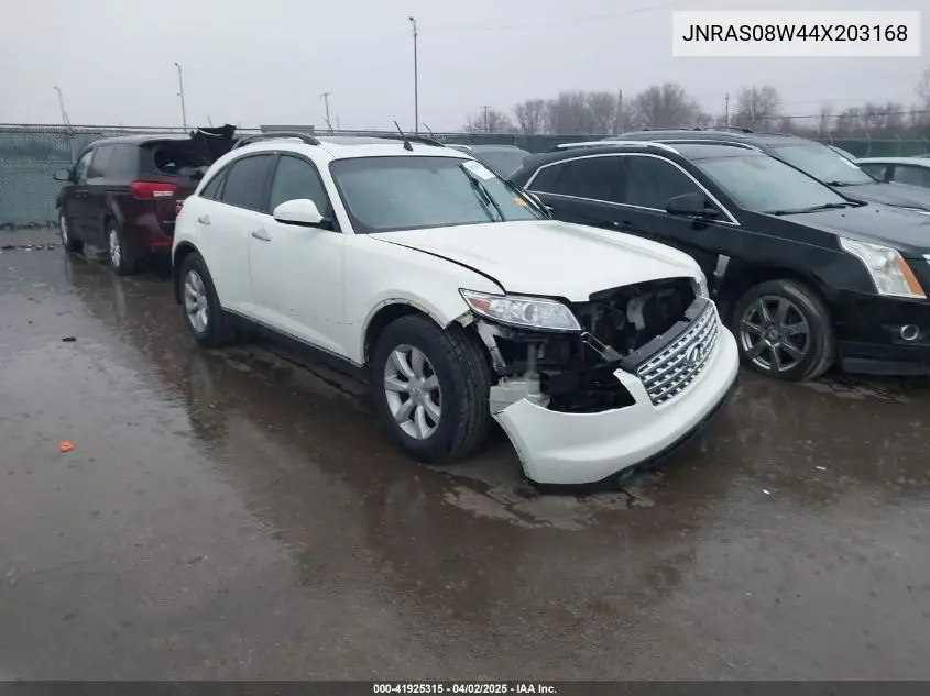 2004 Infiniti Fx35 VIN: JNRAS08W44X203168 Lot: 41925315