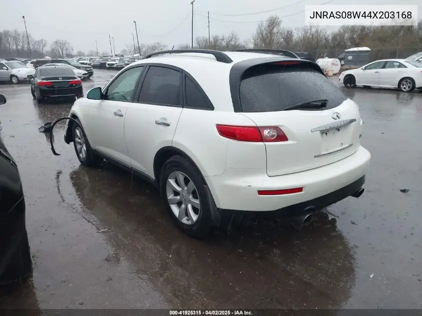 2004 Infiniti Fx35 VIN: JNRAS08W44X203168 Lot: 41925315