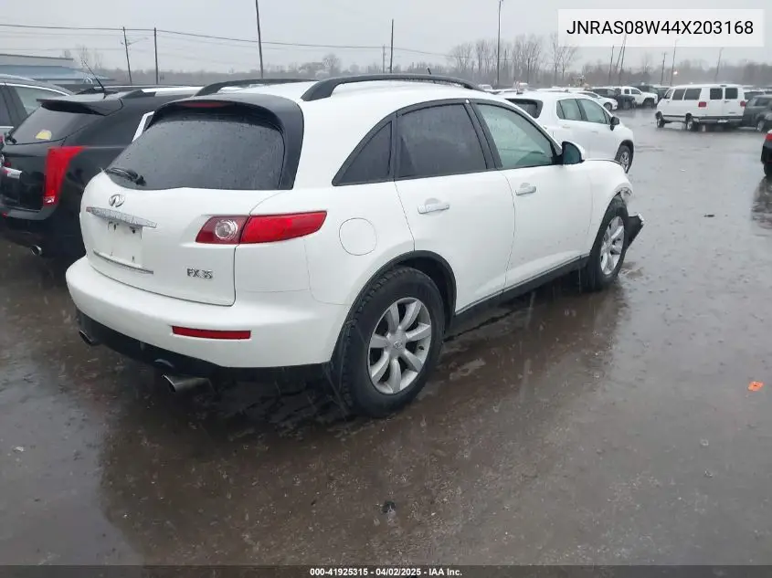 2004 Infiniti Fx35 VIN: JNRAS08W44X203168 Lot: 41925315