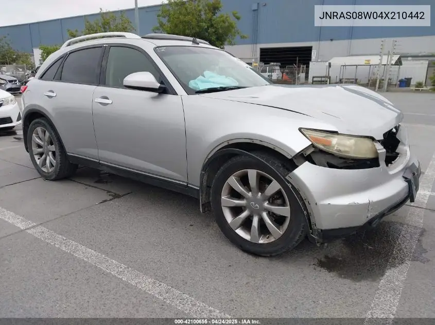 2004 Infiniti Fx35 VIN: JNRAS08W04X210442 Lot: 42100655
