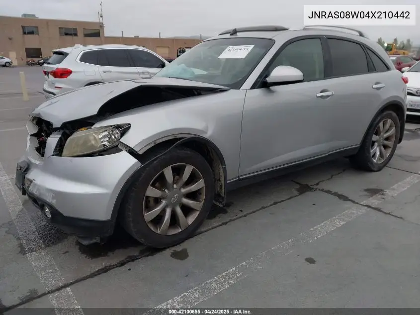 2004 Infiniti Fx35 VIN: JNRAS08W04X210442 Lot: 42100655