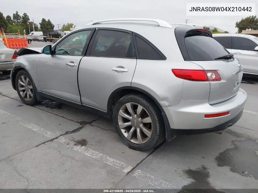 2004 Infiniti Fx35 VIN: JNRAS08W04X210442 Lot: 42100655