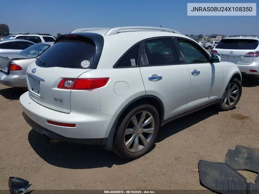 2004 Infiniti Fx35 VIN: JNRAS08U24X108350 Lot: 42520570