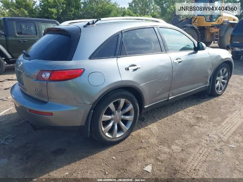2004 Infiniti Fx45 VIN: JNRBS08W94X404360 Lot: 42559416