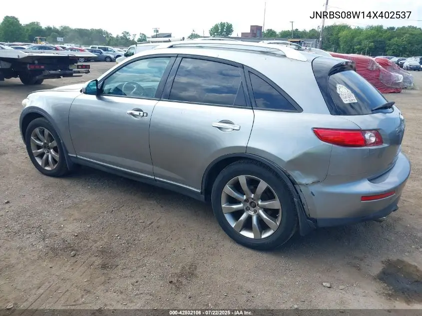 2004 Infiniti Fx45 VIN: JNRBS08W14X402537 Lot: 42802106