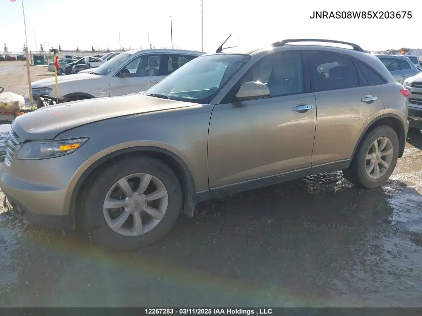 2005 Infiniti Fx35 VIN: JNRAS08W85X203675 Lot: 12267283