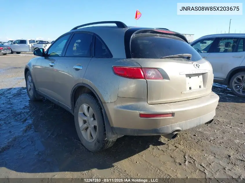2005 Infiniti Fx35 VIN: JNRAS08W85X203675 Lot: 12267283