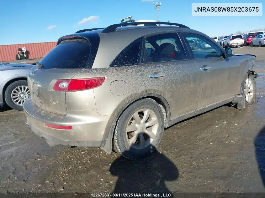 2005 Infiniti Fx35 VIN: JNRAS08W85X203675 Lot: 12267283