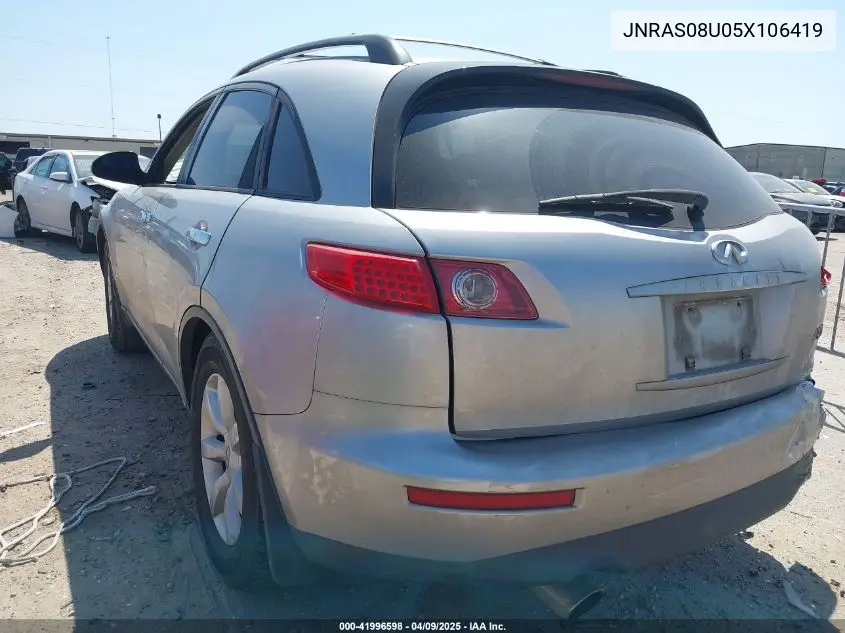 2005 Infiniti Fx35 VIN: JNRAS08U05X106419 Lot: 41996598