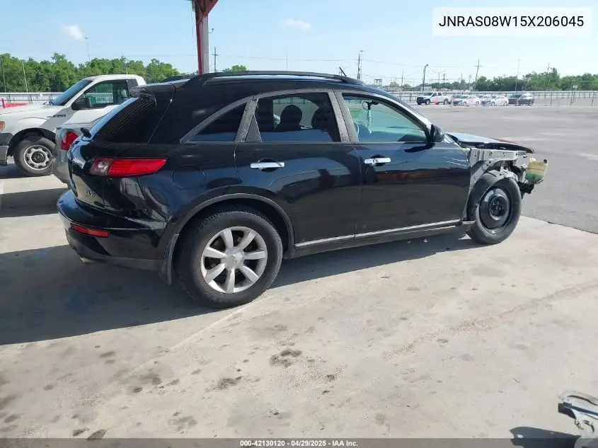 2005 Infiniti Fx35 VIN: JNRAS08W15X206045 Lot: 42130120