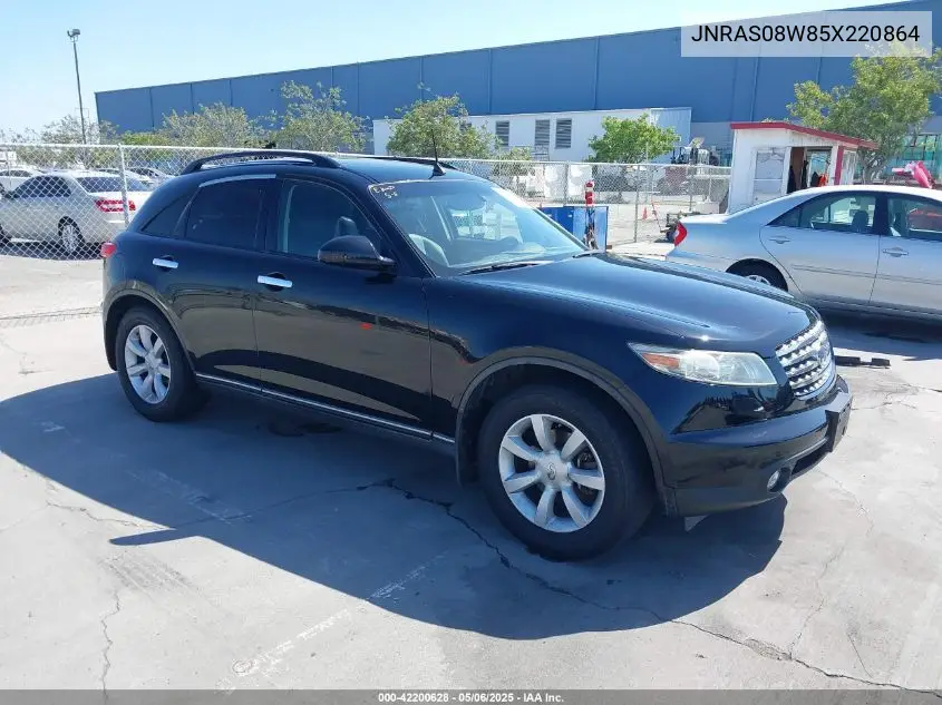 2005 Infiniti Fx35 VIN: JNRAS08W85X220864 Lot: 42200628