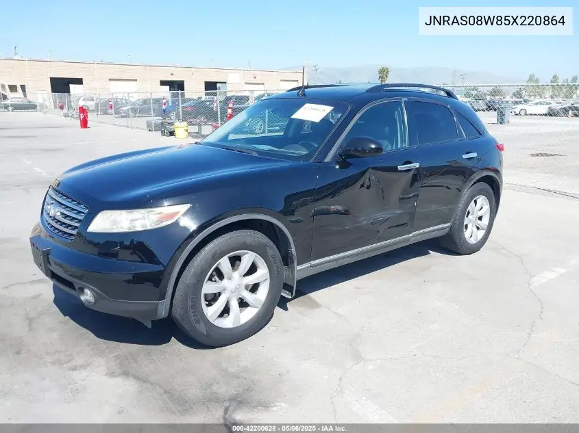2005 Infiniti Fx35 VIN: JNRAS08W85X220864 Lot: 42200628