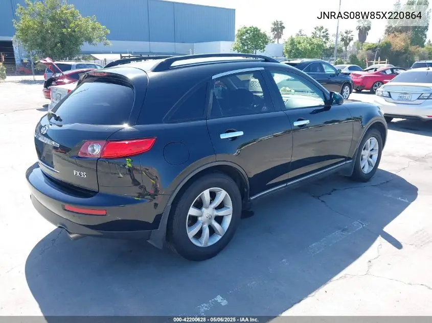 2005 Infiniti Fx35 VIN: JNRAS08W85X220864 Lot: 42200628