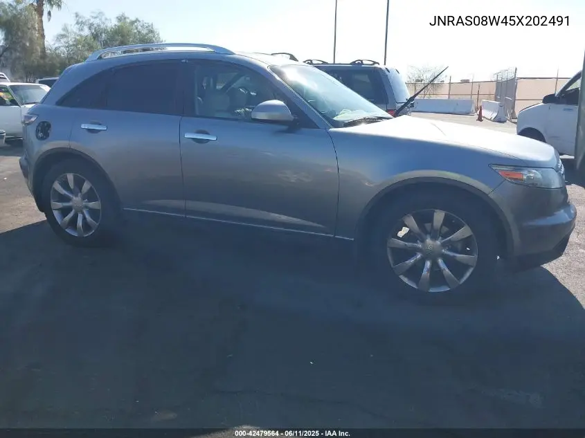 2005 Infiniti Fx35 VIN: JNRAS08W45X202491 Lot: 42479564