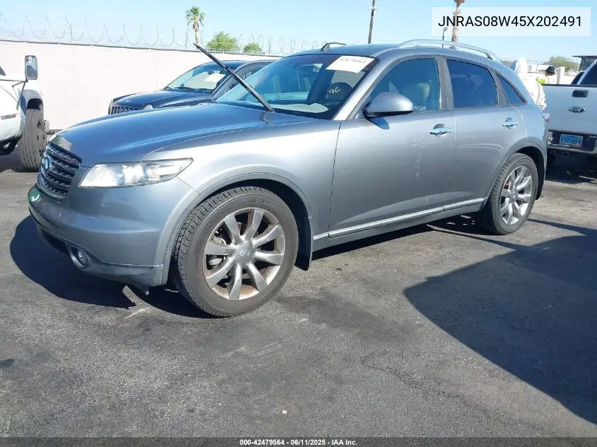 2005 Infiniti Fx35 VIN: JNRAS08W45X202491 Lot: 42479564