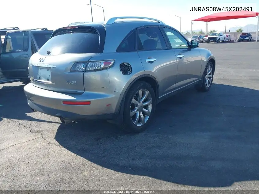 2005 Infiniti Fx35 VIN: JNRAS08W45X202491 Lot: 42479564