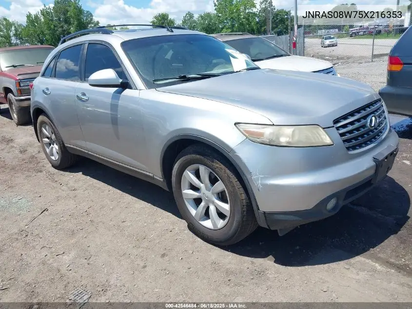 2005 Infiniti Fx35 VIN: JNRAS08W75X216353 Lot: 42546484