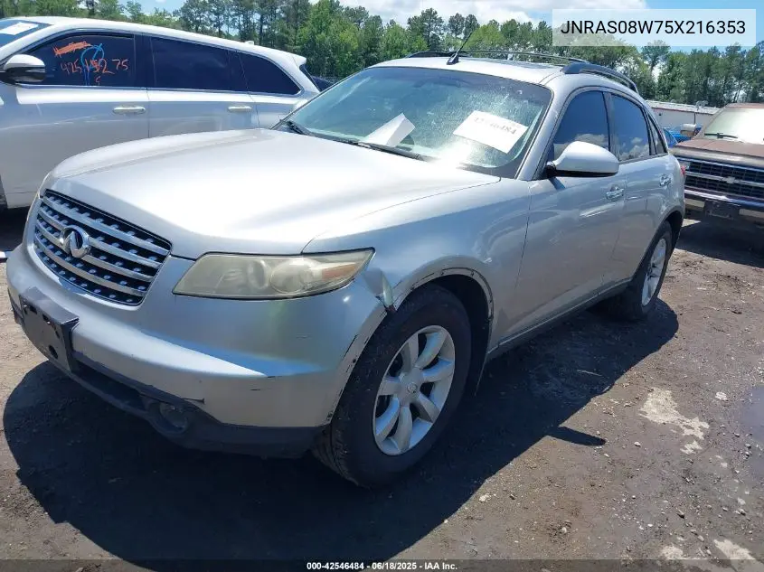 2005 Infiniti Fx35 VIN: JNRAS08W75X216353 Lot: 42546484