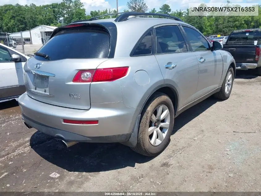 2005 Infiniti Fx35 VIN: JNRAS08W75X216353 Lot: 42546484