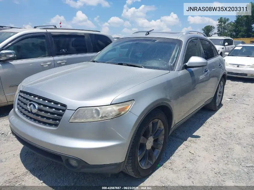 2005 Infiniti Fx35 VIN: JNRAS08W35X203311 Lot: 42567657