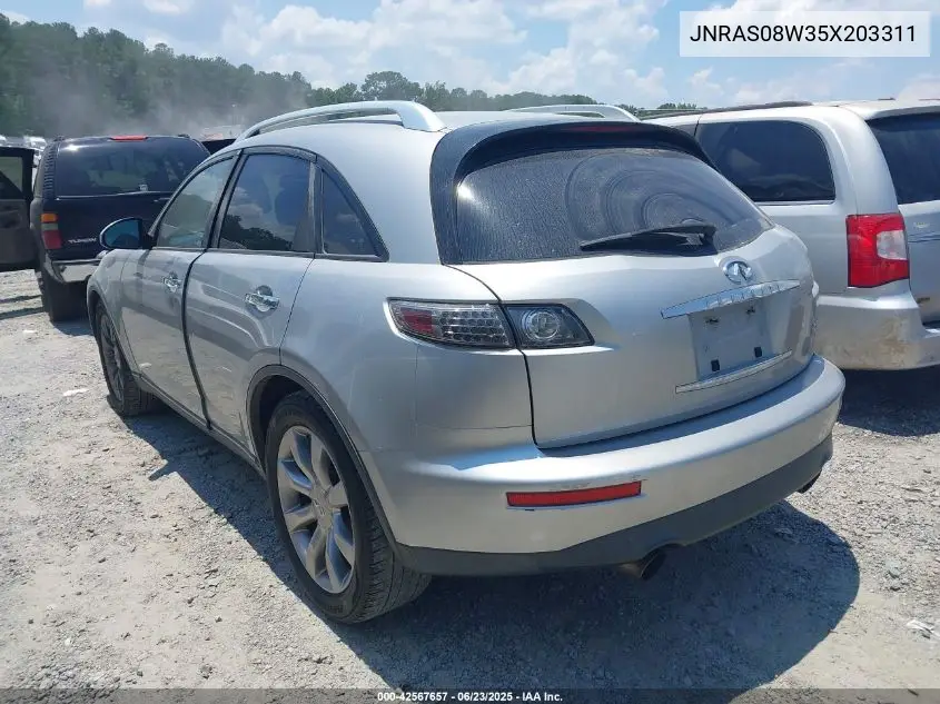 2005 Infiniti Fx35 VIN: JNRAS08W35X203311 Lot: 42567657
