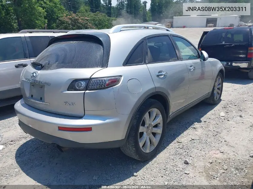 2005 Infiniti Fx35 VIN: JNRAS08W35X203311 Lot: 42567657