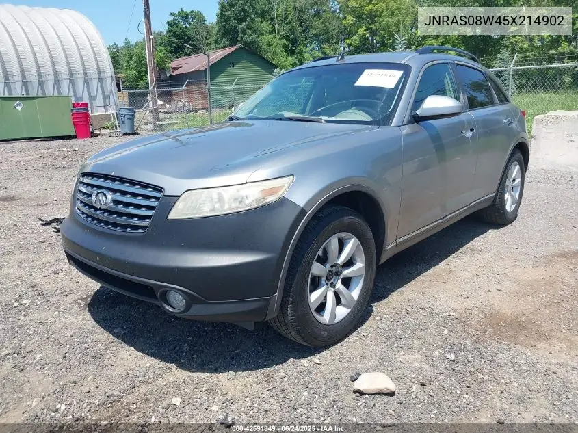 2005 Infiniti Fx35 VIN: JNRAS08W45X214902 Lot: 42591849