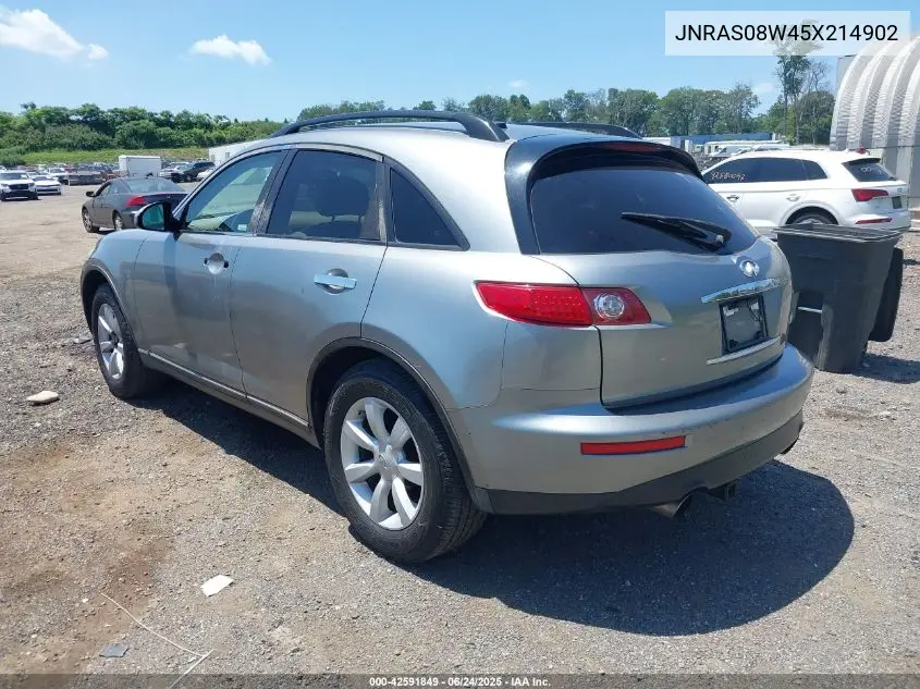 2005 Infiniti Fx35 VIN: JNRAS08W45X214902 Lot: 42591849
