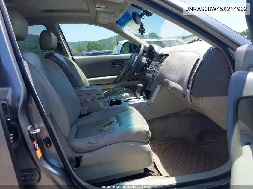 2005 Infiniti Fx35 VIN: JNRAS08W45X214902 Lot: 42591849