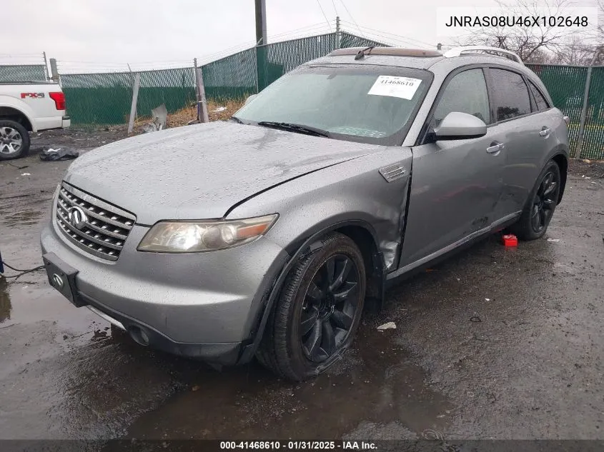 2006 Infiniti Fx35 VIN: JNRAS08U46X102648 Lot: 41468610