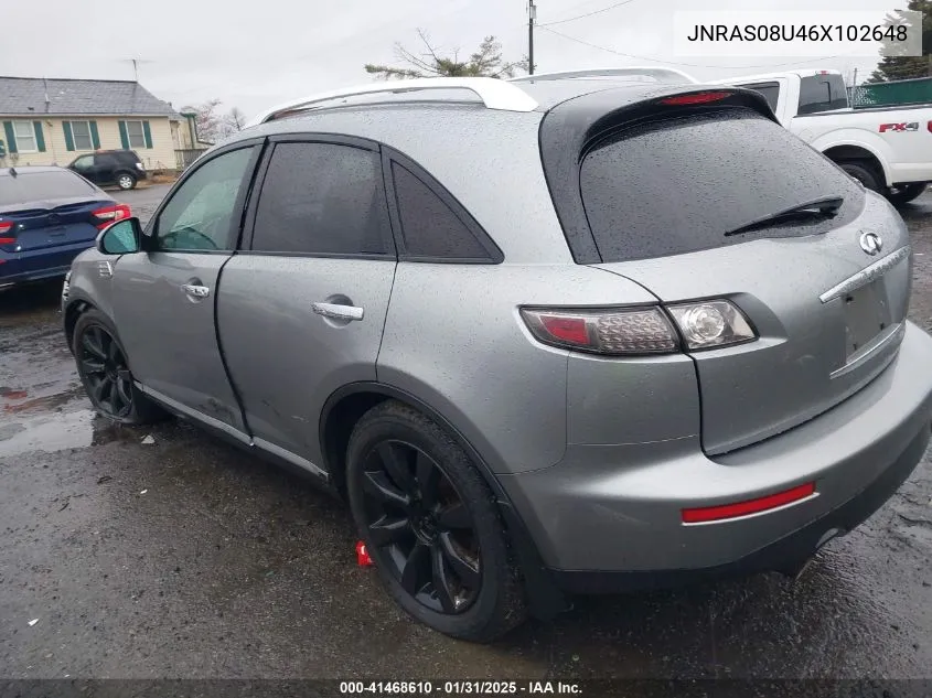 2006 Infiniti Fx35 VIN: JNRAS08U46X102648 Lot: 41468610