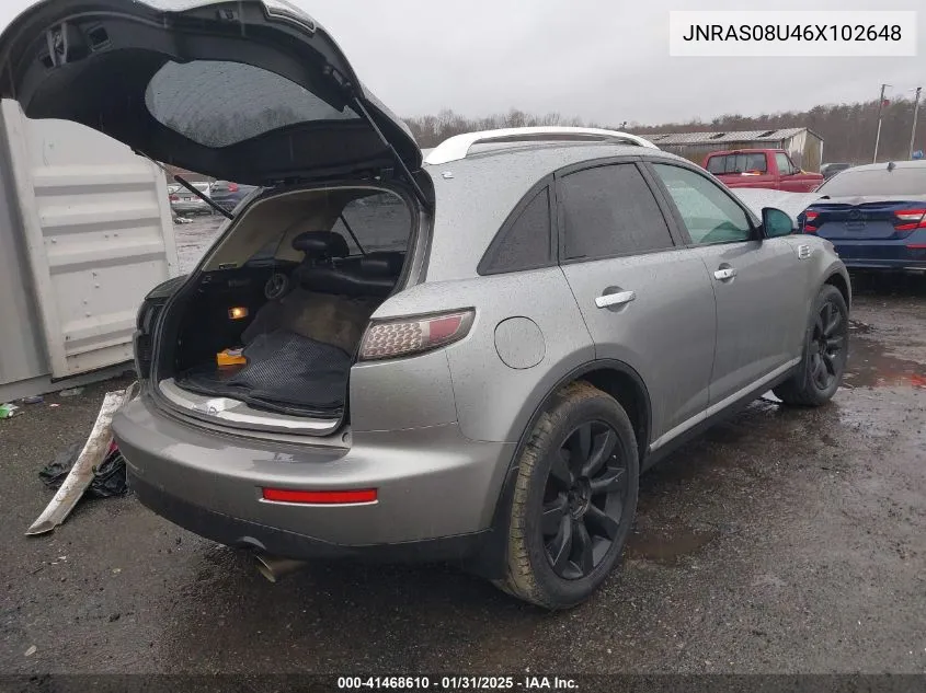 2006 Infiniti Fx35 VIN: JNRAS08U46X102648 Lot: 41468610