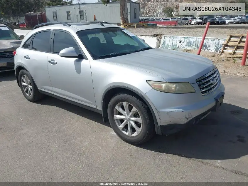 2006 Infiniti Fx35 VIN: JNRAS08U26X104348 Lot: 42259228