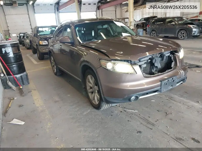 2006 Infiniti Fx35 VIN: JNRAS08W26X205536 Lot: 42553646