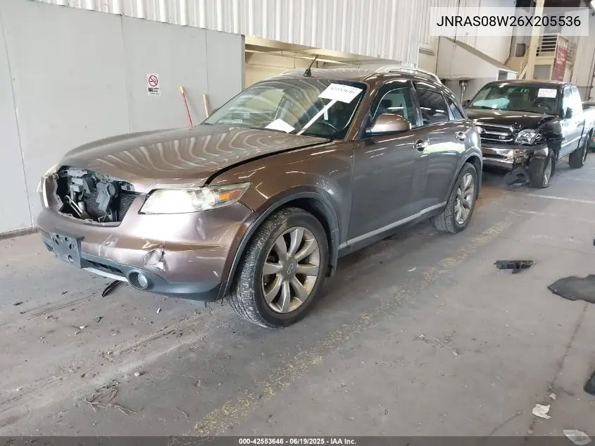 2006 Infiniti Fx35 VIN: JNRAS08W26X205536 Lot: 42553646