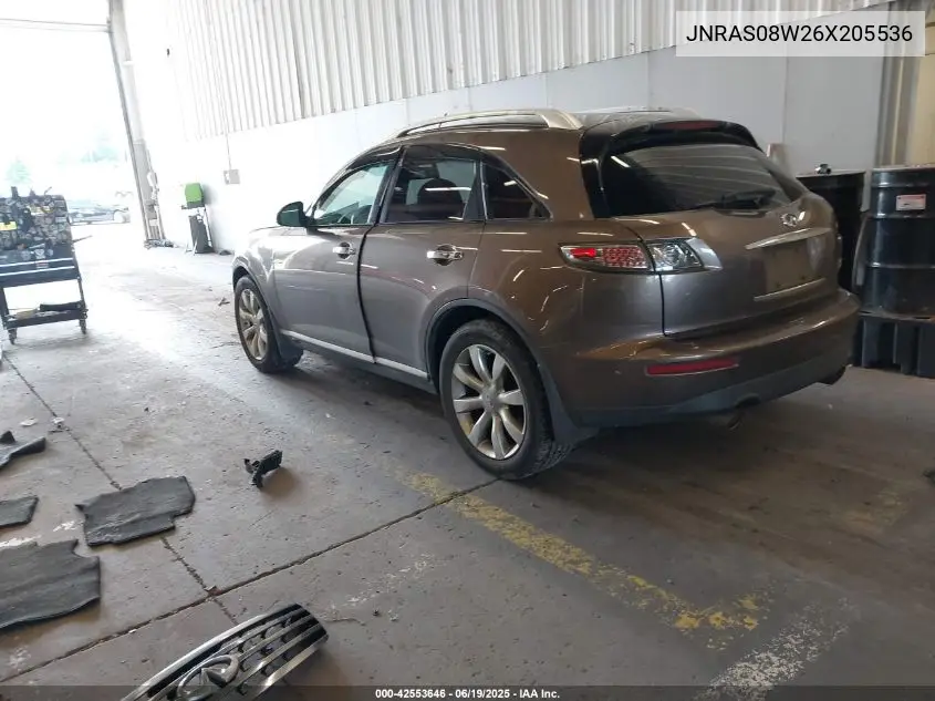 2006 Infiniti Fx35 VIN: JNRAS08W26X205536 Lot: 42553646