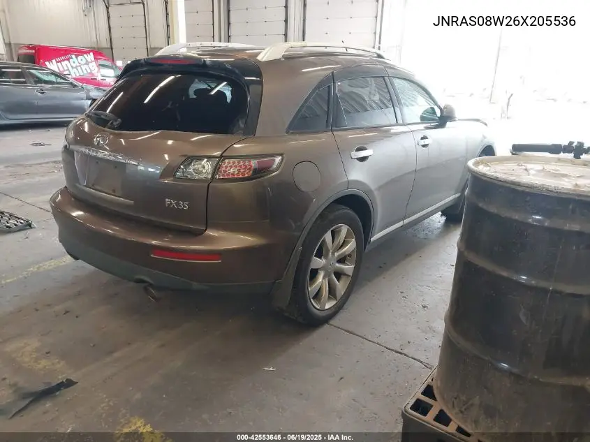 2006 Infiniti Fx35 VIN: JNRAS08W26X205536 Lot: 42553646
