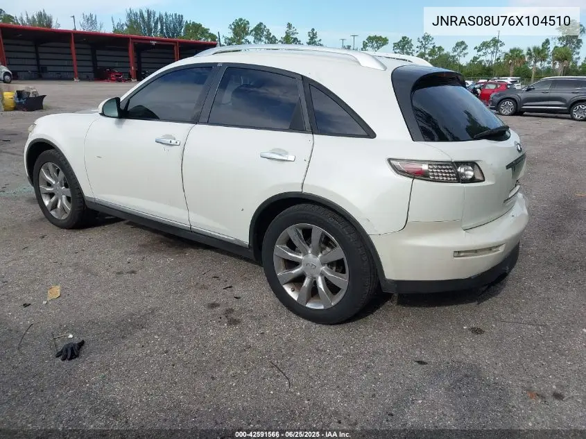 2006 Infiniti Fx35 VIN: JNRAS08U76X104510 Lot: 42591566