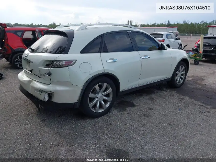 2006 Infiniti Fx35 VIN: JNRAS08U76X104510 Lot: 42591566