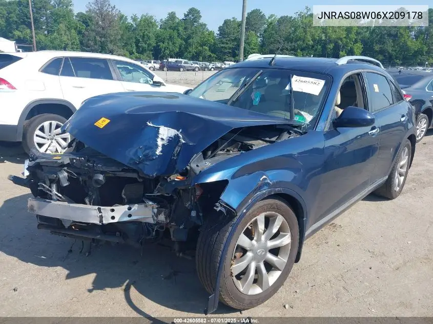 2006 Infiniti Fx35 VIN: JNRAS08W06X209178 Lot: 42605582