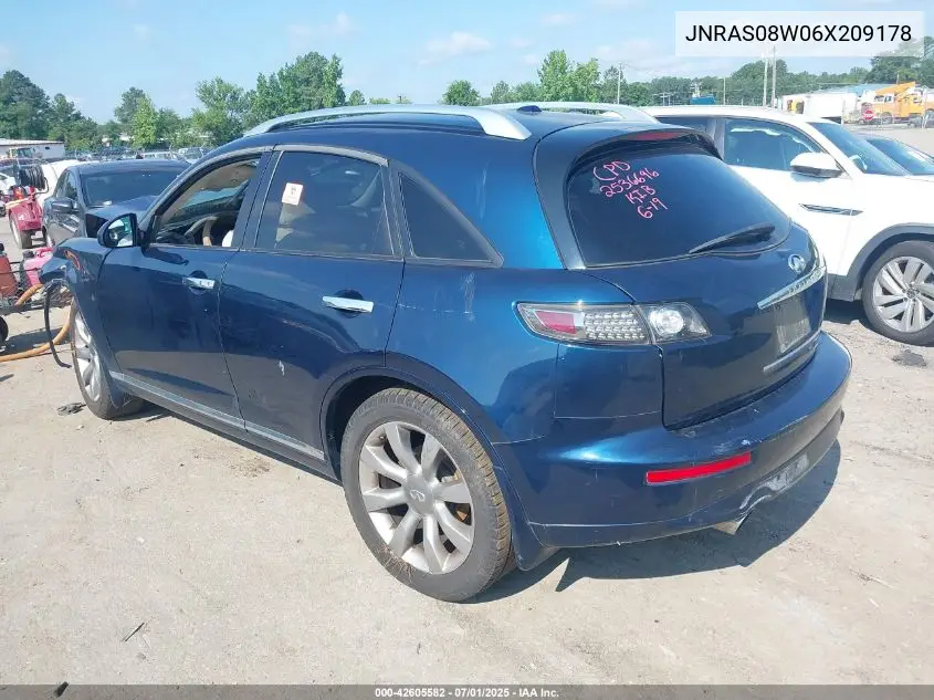 2006 Infiniti Fx35 VIN: JNRAS08W06X209178 Lot: 42605582