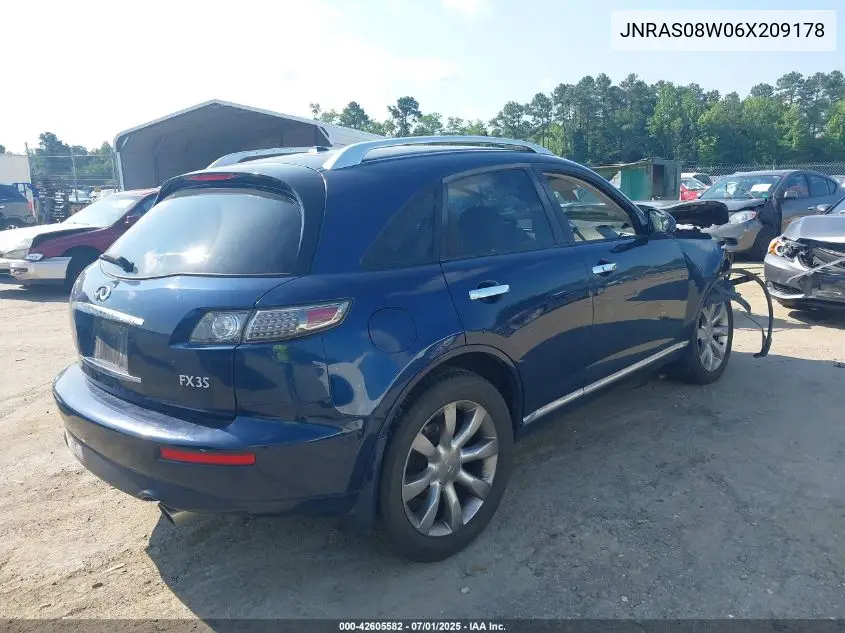 2006 Infiniti Fx35 VIN: JNRAS08W06X209178 Lot: 42605582
