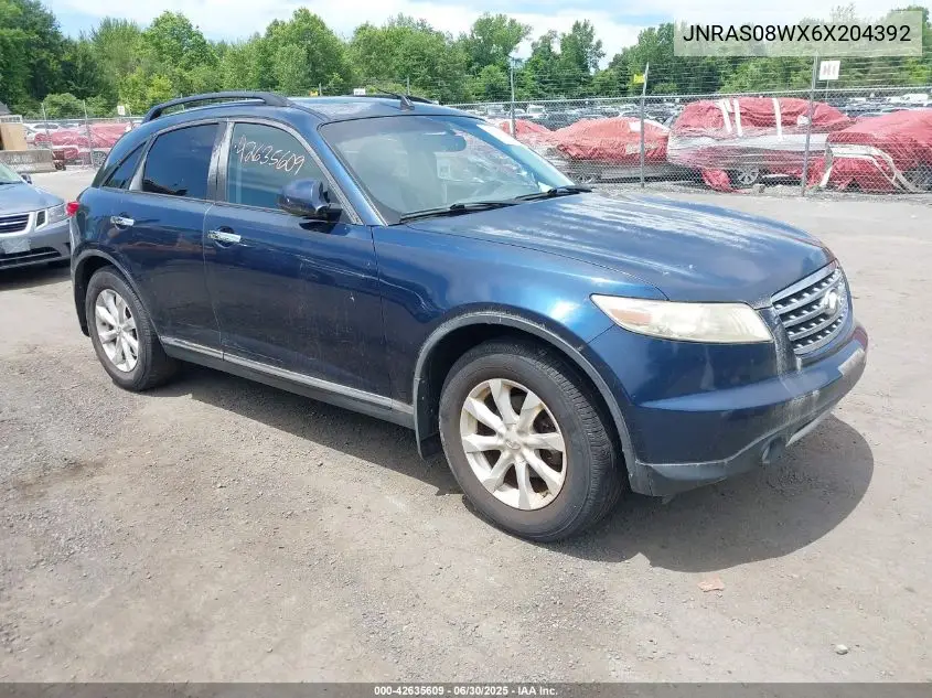 2006 Infiniti Fx35 VIN: JNRAS08WX6X204392 Lot: 42635609