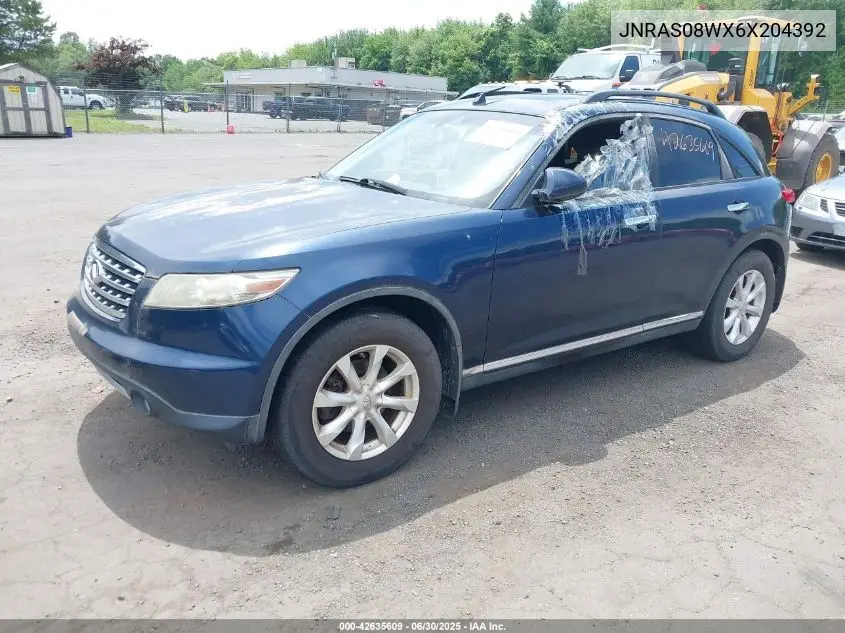 2006 Infiniti Fx35 VIN: JNRAS08WX6X204392 Lot: 42635609