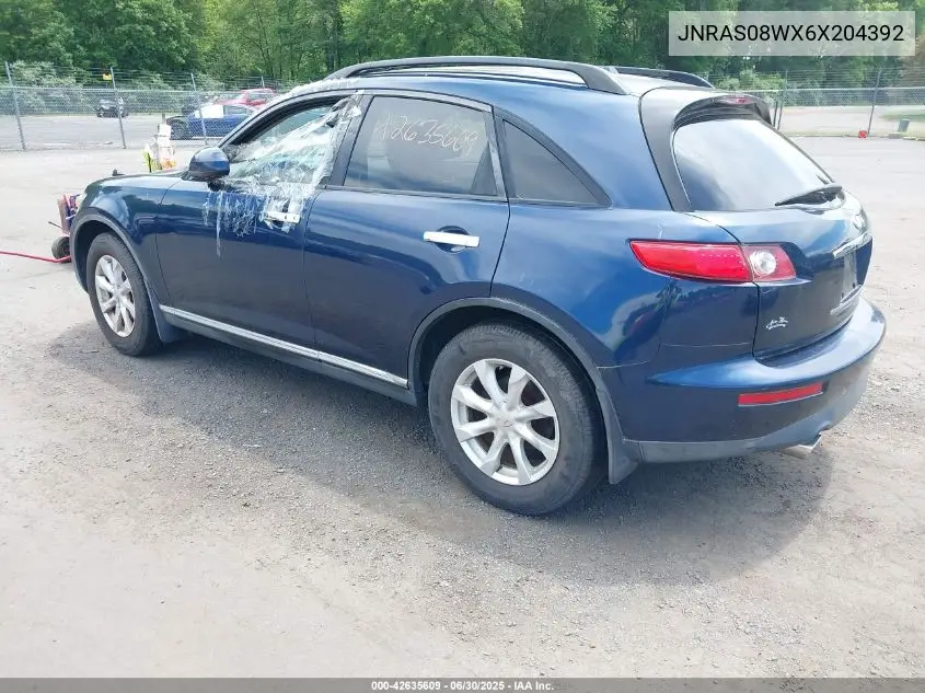 2006 Infiniti Fx35 VIN: JNRAS08WX6X204392 Lot: 42635609